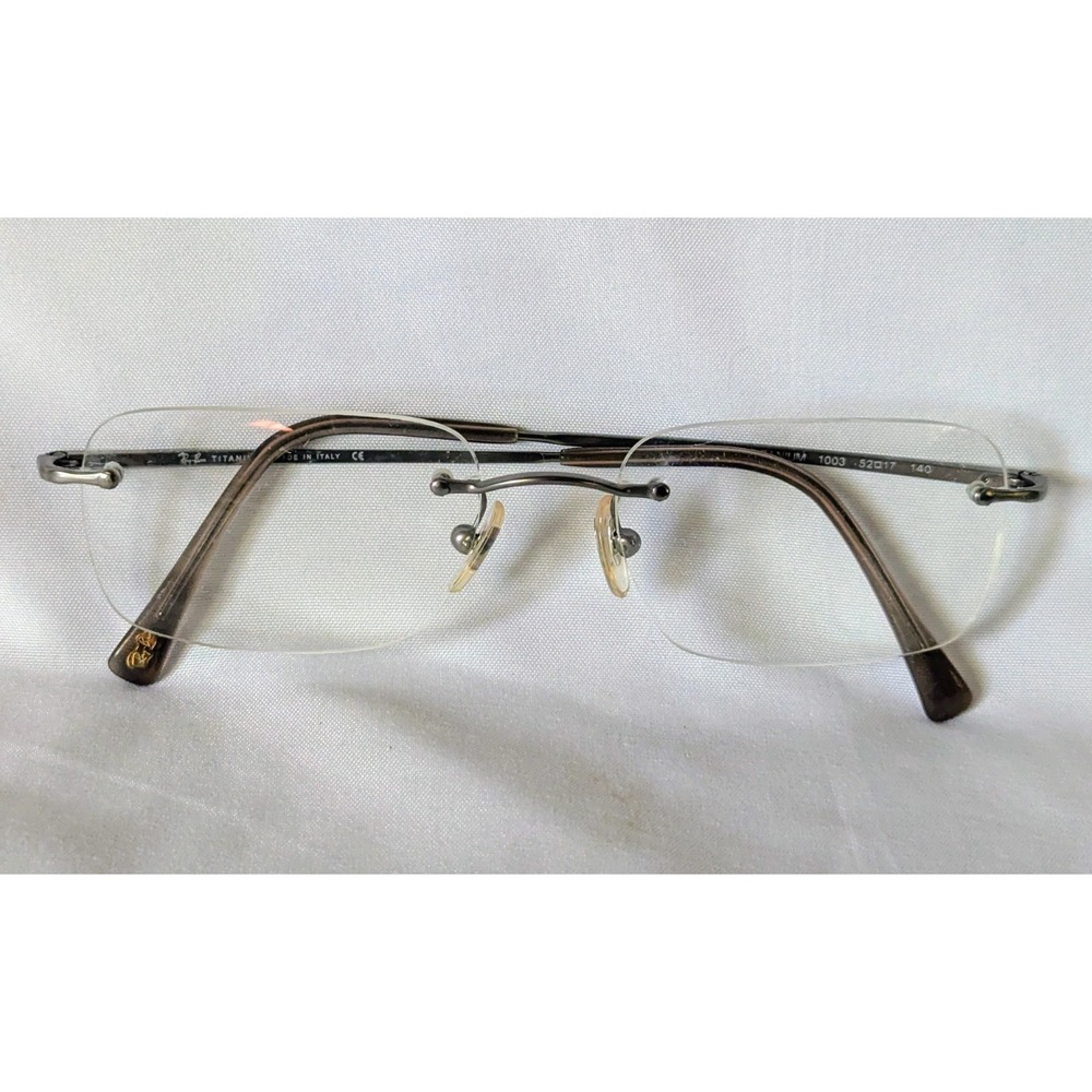Ray-Ban RB8502 1003 Eyeglasses Polished Titanium Square Rimless Frame‎ Only